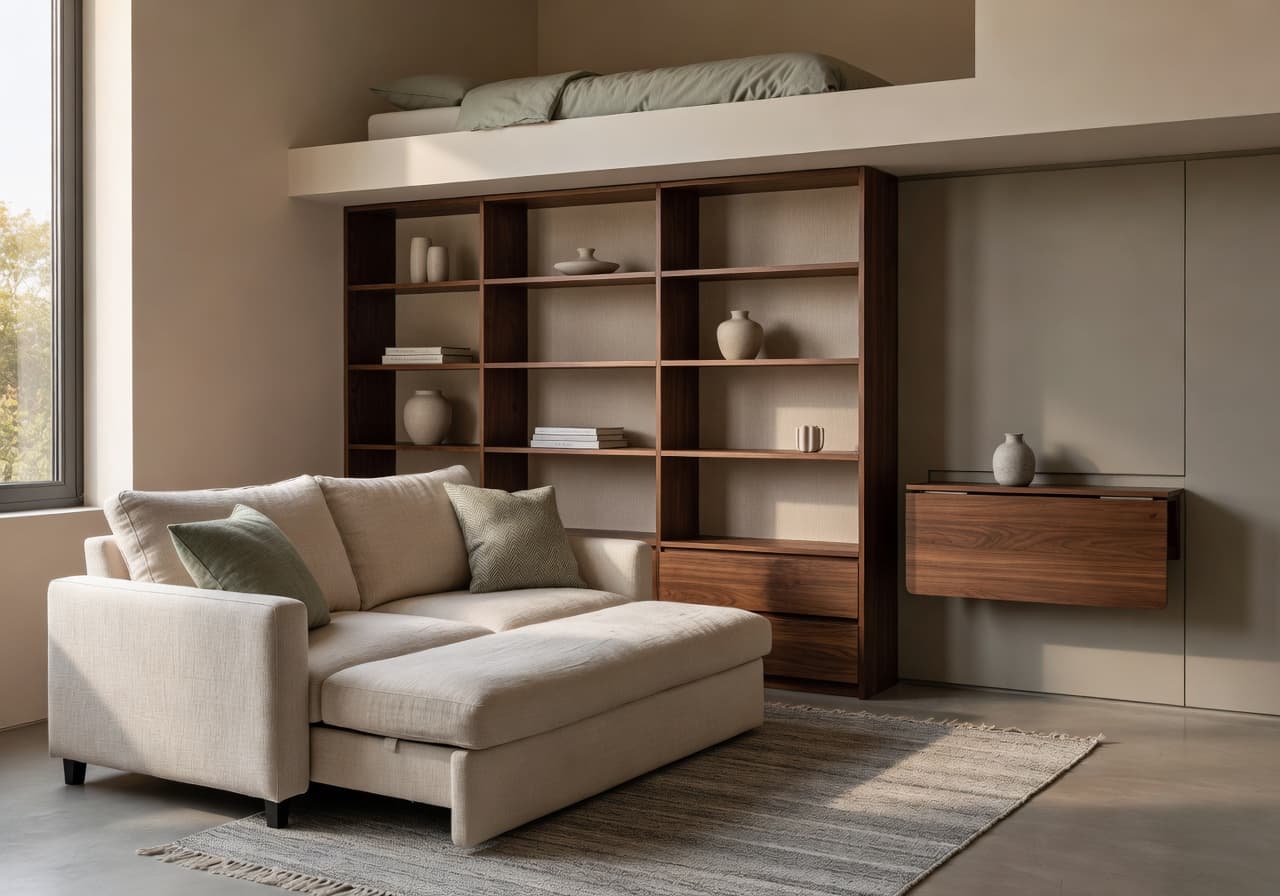 AI-rendered small apartment redesign with smart furniture layout — DecorAI