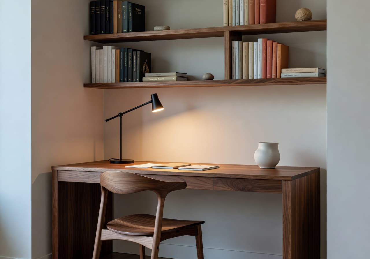 AI-rendered focused home office redesign — DecorAI AI Interior Design app